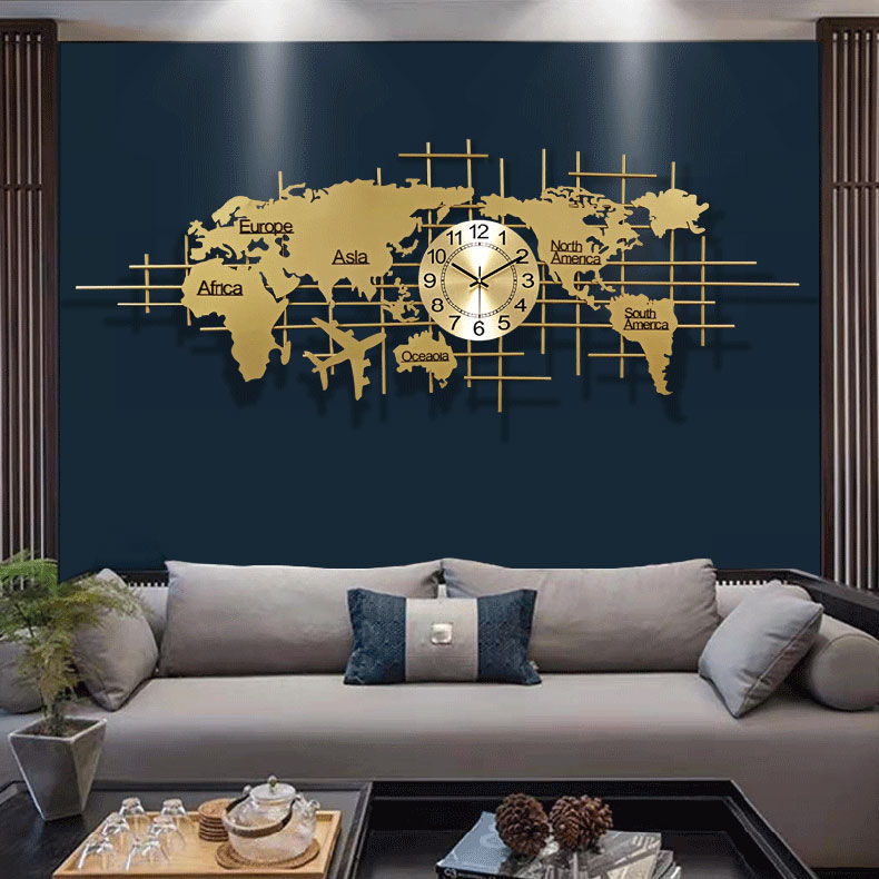 Đồng hồ treo tường bản đồ thế giới