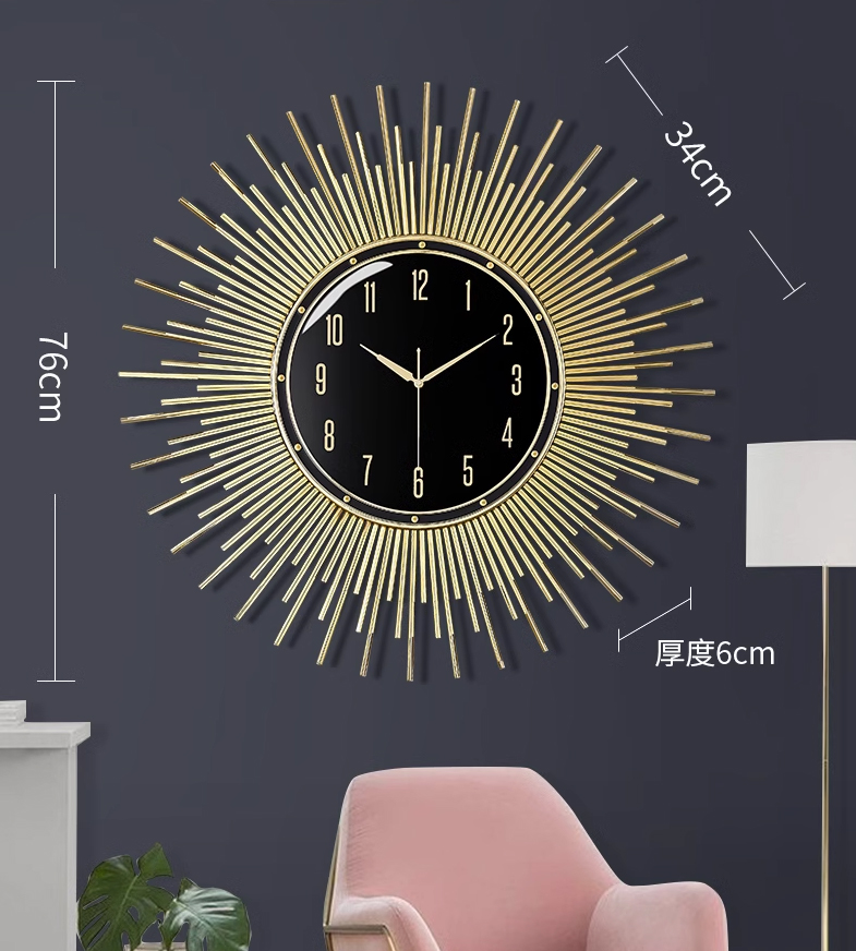 Đồng hồ treo tường mặt trời kim loại