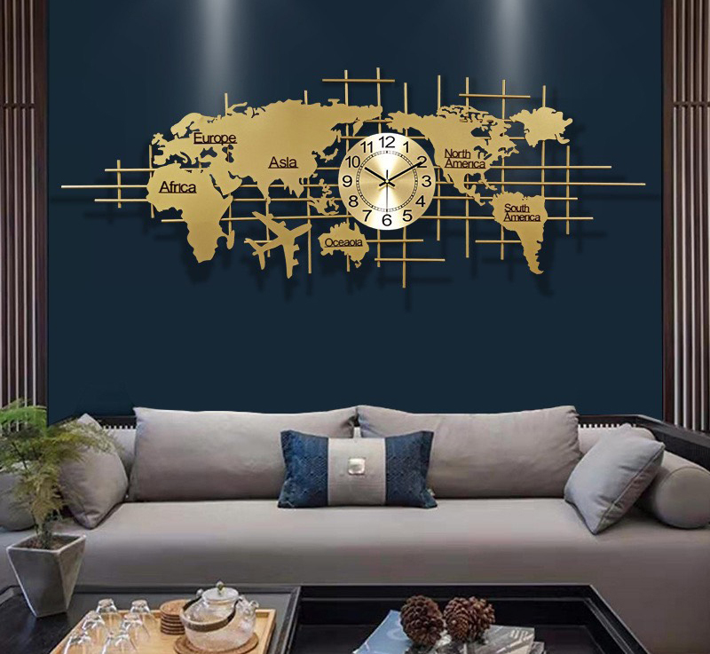 Đồng hồ treo tường bản đồ thế giới