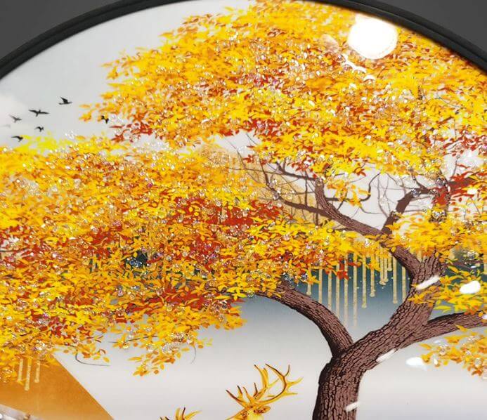 Đồng hồ treo tường phong cảnh mùa thu